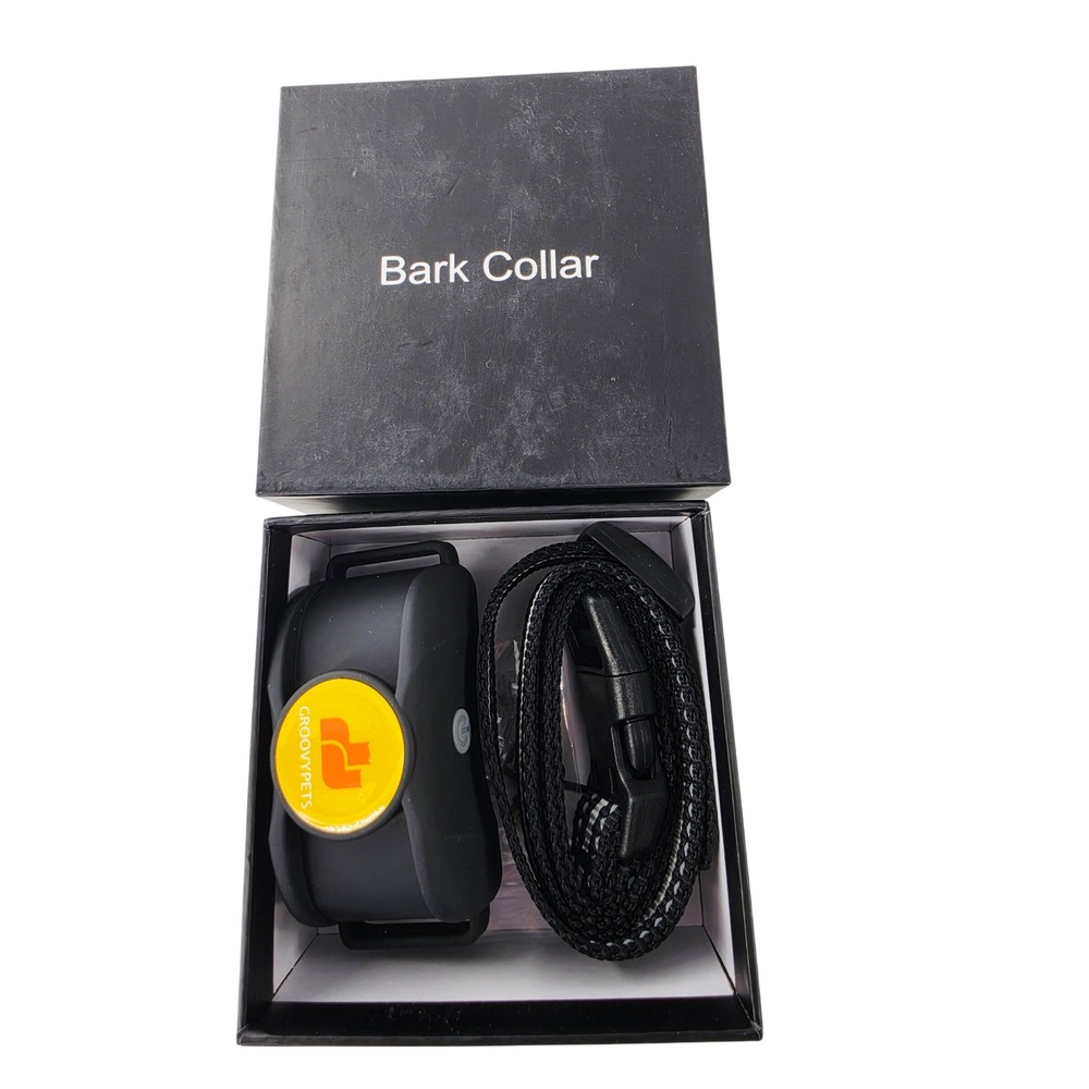 Groovypets Bark Collar Dog Training‎ Device Black Adjustable Strap 646648806576